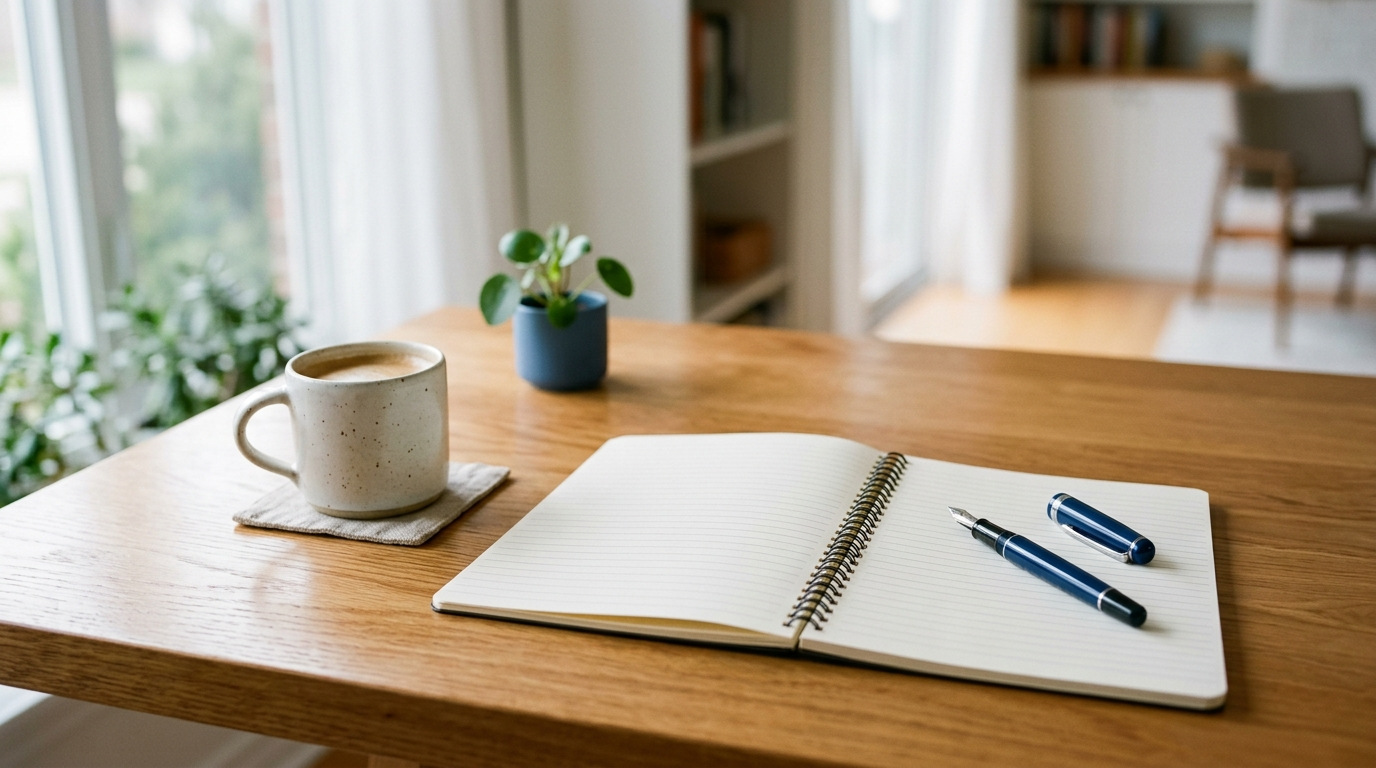 Workspace with desk items and tools